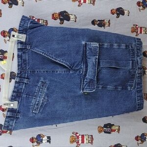 Y2K Dockers Recode denim safari cargo pockets dark wash denim SZ 36 dad shorts